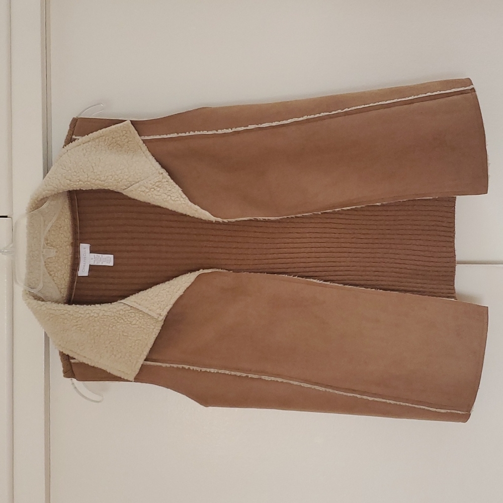Brown Faux Fur Vest | Small | Collared| Charter Club